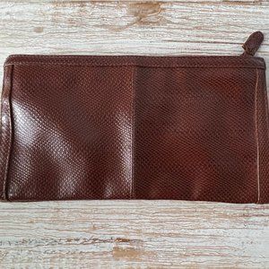 Vintage Bueno Brown Clutch Style Bag, Snake Skin Pattern, Excellent Condition